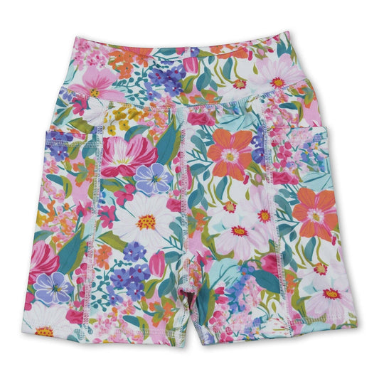 Lavender Floral Yoga Shorts